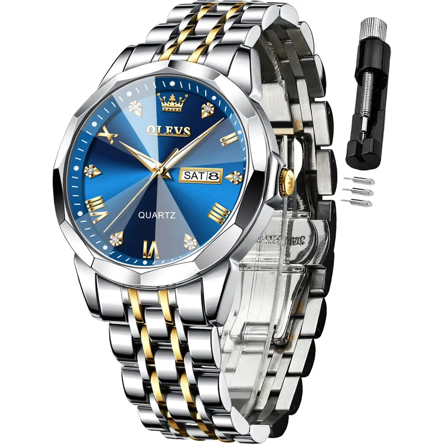 OLEVS Watch Men Square Luxury Business Analog Quartz Stainless Steel Dress Wrist Watch