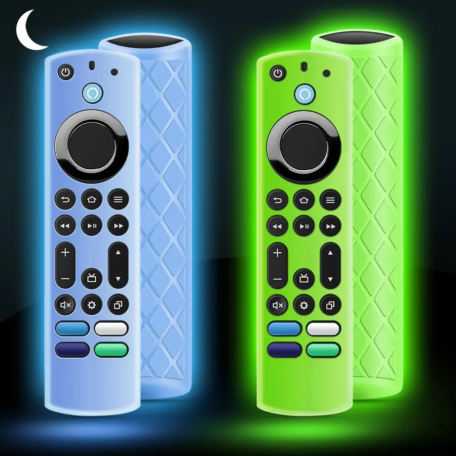 (3 Pack) OneBom Silicone Remote Cover for (newestmodel) Stick HD, 4K Remote Controls, Glow in The Dark, Anti Slip Shockproof Protective Remote Case with Lanyard (Glow Yellow&Glow Blue&Glow Pink)