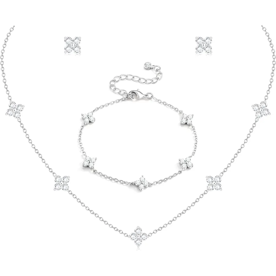 ORAZIO Dainty Silver Gold Jewelry Set for Women Gift for Wedding Bride Prom
