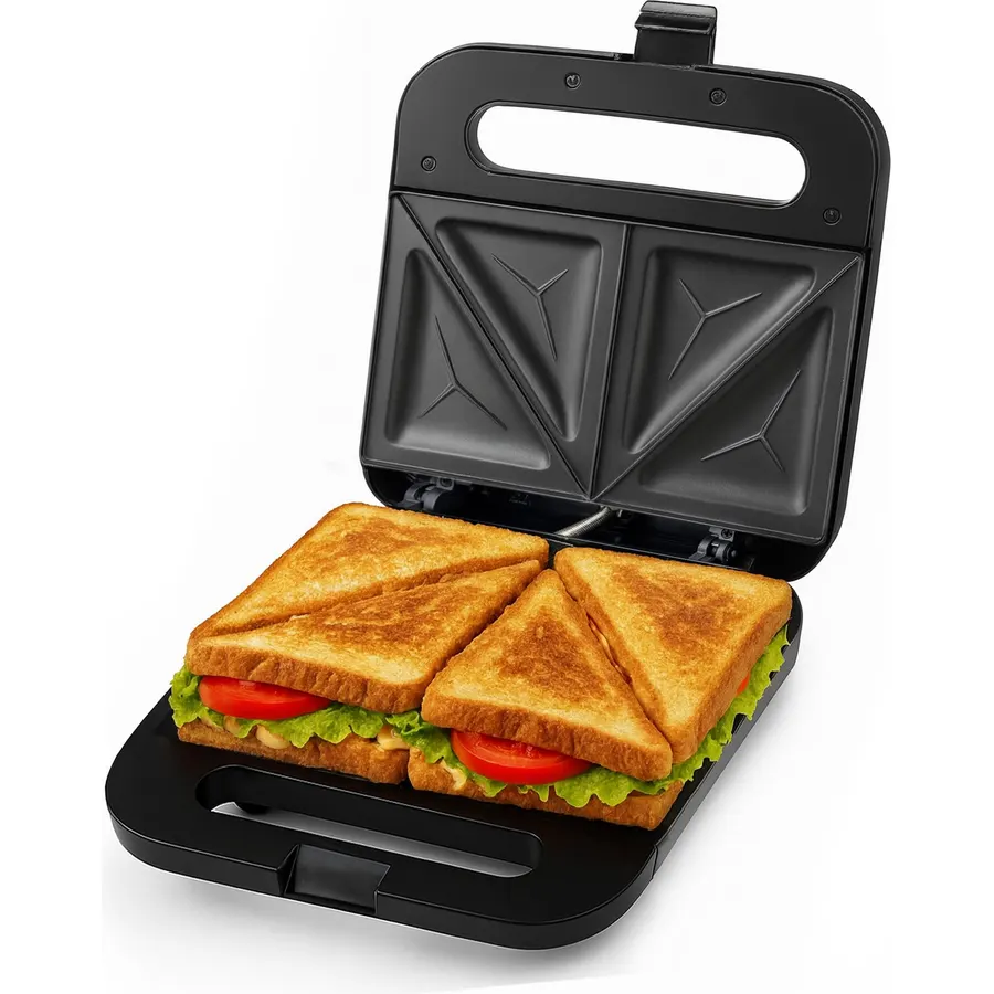 OVENTE Electric Sandwich Maker, 750W Non-Stick Plates, Black GPS401B