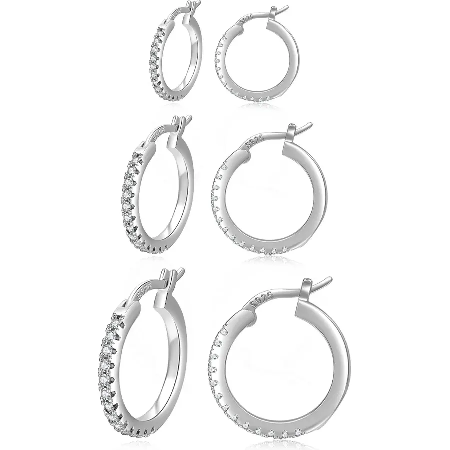 PABBEU 925 Sterling Silver Small Hoop Earrings Set for Women Hypoallergenic