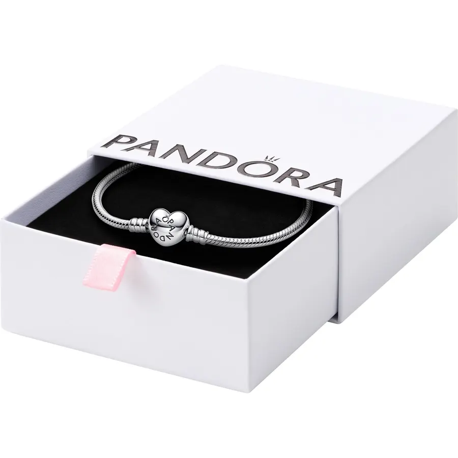PANDORA Heart Clasp Snake Chain Bracelet with Gift Box