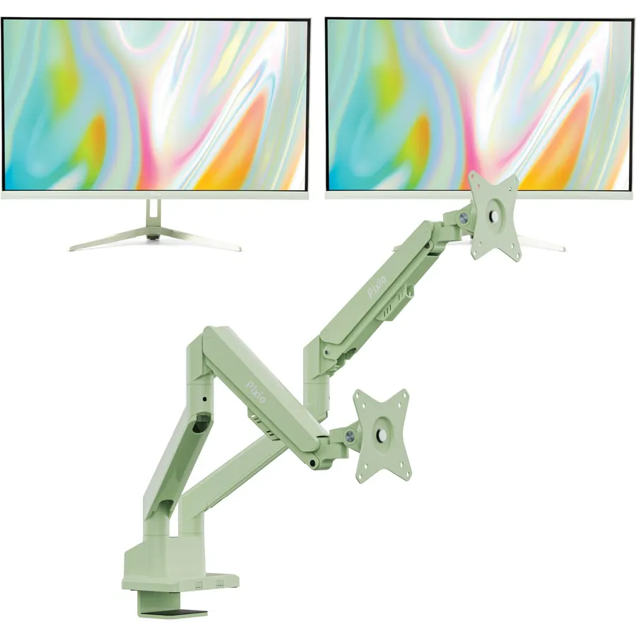 Pixio PX279 Wave Mint Green 27 inch 240Hz Refresh Rate FHD 1080p Resolution Fast IPS Panel 1ms GTG Resonse Time Gaming Monitor and PS1S Wave Mint Green Single Monitor Arm