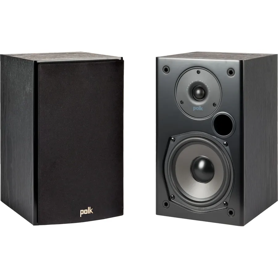 Polk Audio T15 100 Watt Home Theater Bookshelf Speakers, Black, 1 Pair