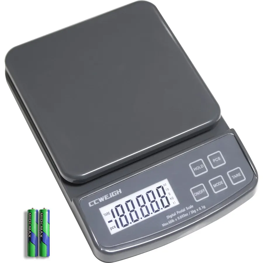 Postal Scales 6.6lbs 3kg/0.1g High Precision Food Scale for Kitchen with Hold,Tare and PCS,Portable Shipping Scale for Packages, Small Kitchen Business,Jewelry,Batteries Included (Grey6.6lbs/0.1g)