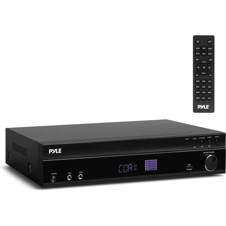 Pyle 5.2 Channel Bluetooth Home Theater Amplifier, 240 watts Peak Power, Microphone Input with Echo for Karaoke, ARC Hi-Def Input, USB-A Input with MP3 Player, FM Radio - PT875BT