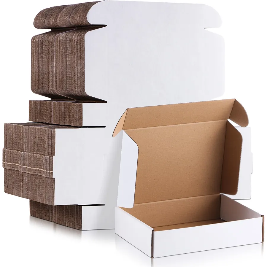 Qilery 200 Pcs 7.09 x 5.12 x 1.97 Inches Mailing Boxes White Mailer Boxes