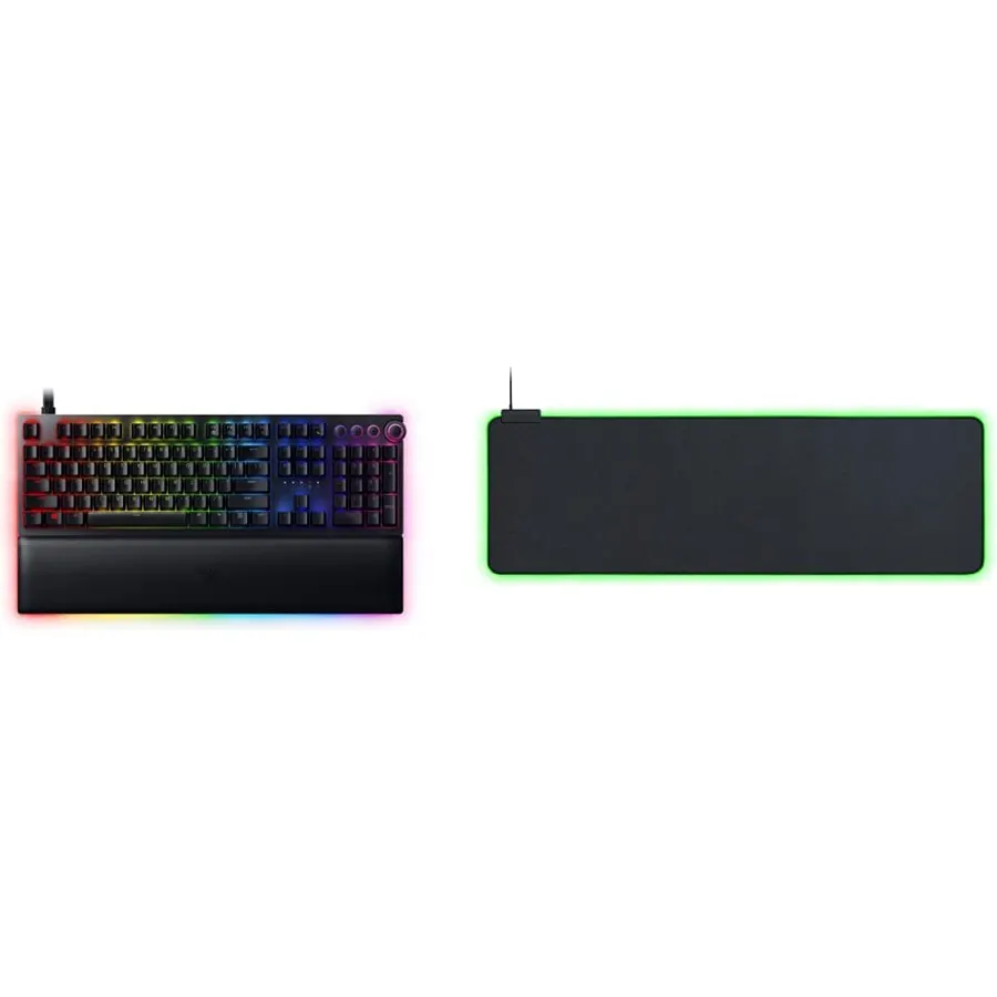 Razer Huntsman V2 Analog Gaming Keyboard + Goliathus Extended Chroma Gaming Mousepad Bundle: Razer Analog Optical Switches - Classic Black
