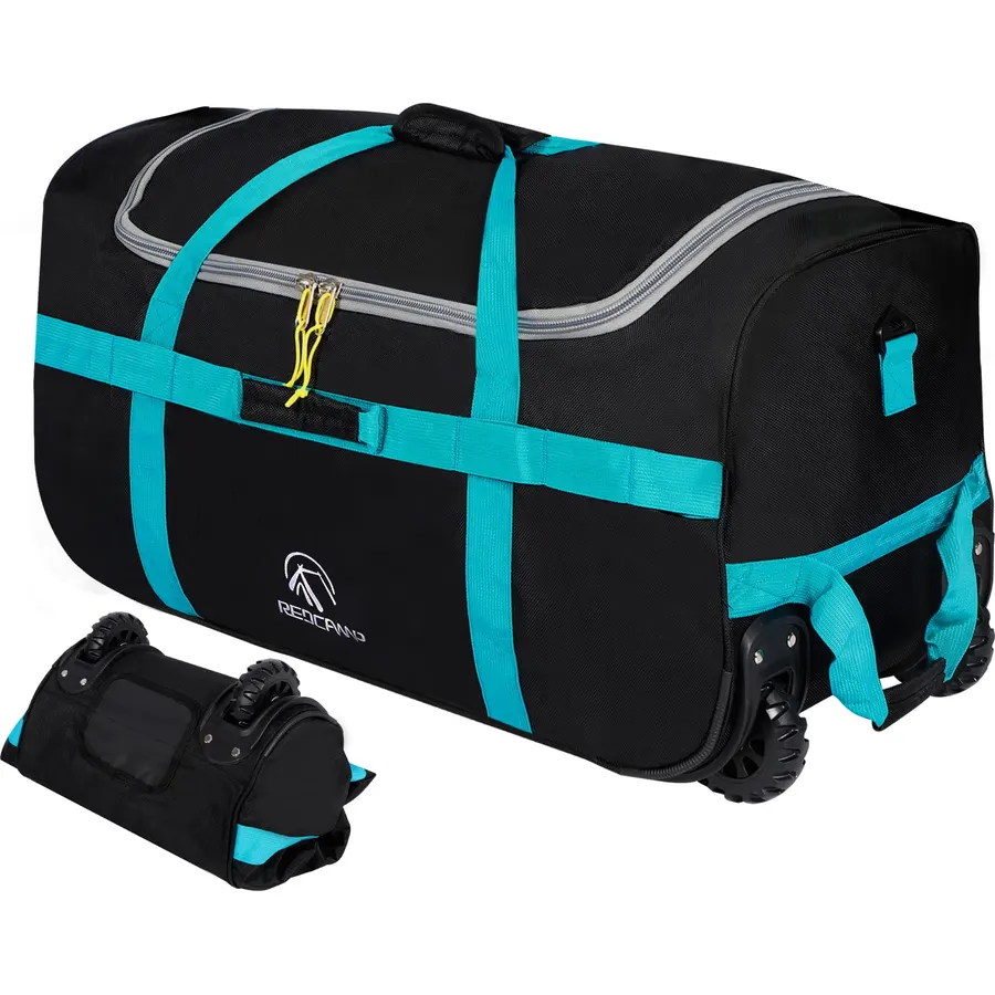 REDCAMP 85L/120L/140L Foldable Duffle Bag with Wheels, Large Travel Duffel Bag