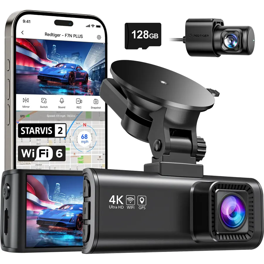 X18 4K Dash Cam Front and Rear, STARVIS 2 Sensor, Free 64GB Card