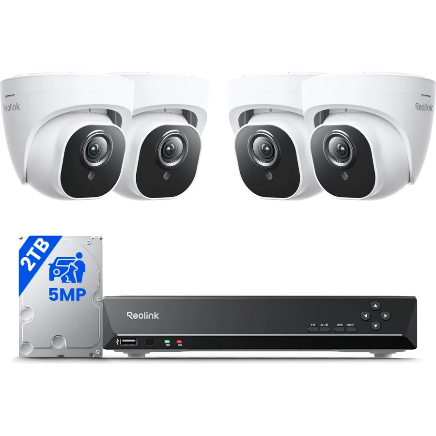REOLINK 5MP 8CH Home Security Camera System with 2TB HDD RLK8-520D4-5MP