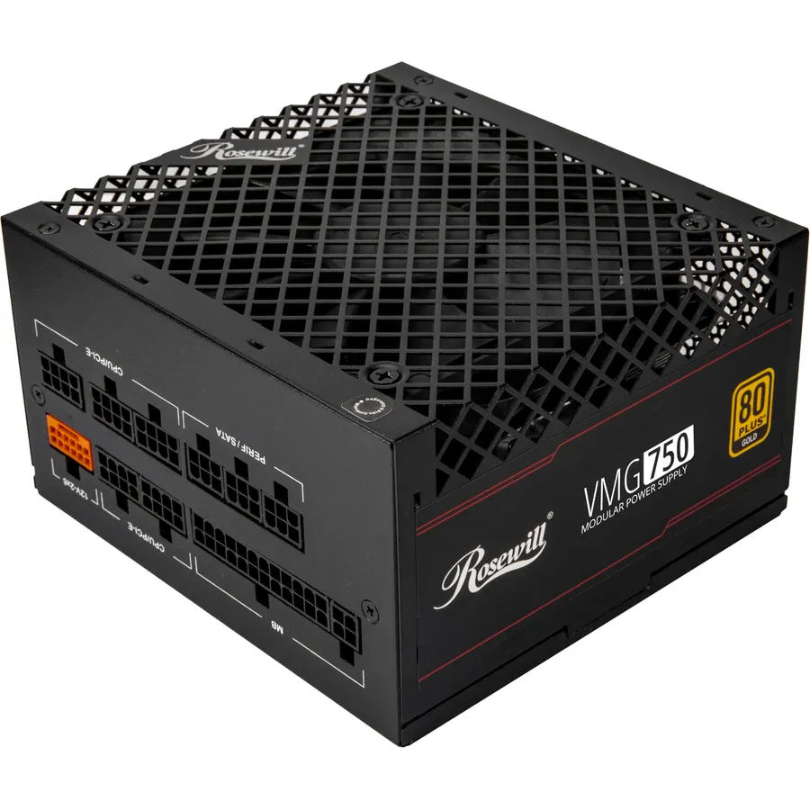 Rosewill VMG 750W 80+ Gold, ATX 3.0 & 3.1 Compatible, Full Modular Low-Noise Power Supply, PCIe 5.1 12V-2x6 Connector, 100% Japanese Electrolytic Capacitor, 120mm FDB Silent Fan - 5 Year Warranty