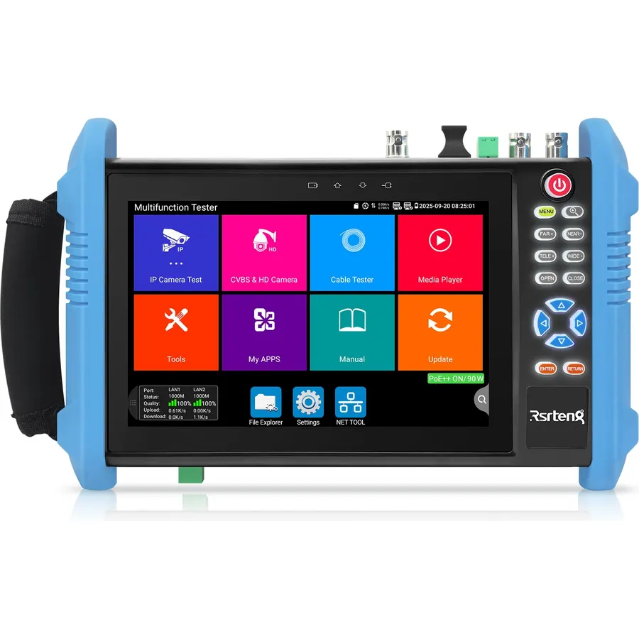 Rsrteng CCTV Tester,IPC-7600CADHS Plus 8K 32MP IP Camera Tester with Cable Tracer 4K 8MP AHD CVI TVI SDI CVBS Coaxial Camera Tester 7” Touch Screen Monitor Support HD VGA TDR WiFi Audio POE RS485