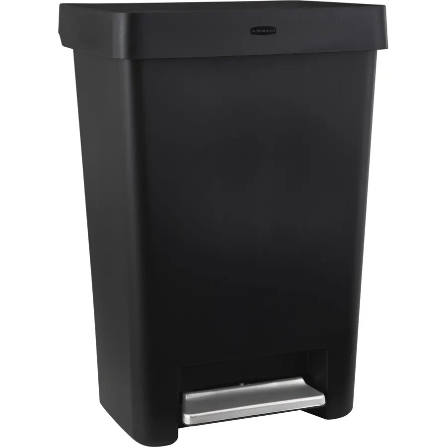 Rubbermaid Touch-Top Kitchen Trash Can with Lid, 12.2 Gallon, Black, Garbage Container for Home/Kitchen/Apartment/Garage