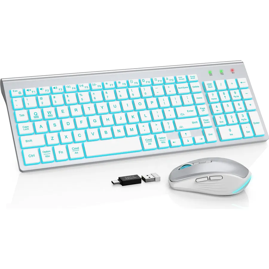 SABLUTE Wireless Keyboard and Mouse Combo, Compact Backlit Scissor Keys