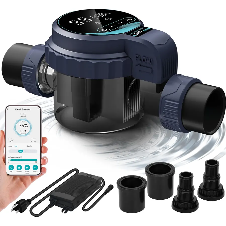 Smart Salt Chlorine Generator with WiFi App Control, Self-Cleaning Titanium Cell, Auto Salt Level Detection, Saltwater Pool Chlorinator System for Pools up to 25,000 Gallons