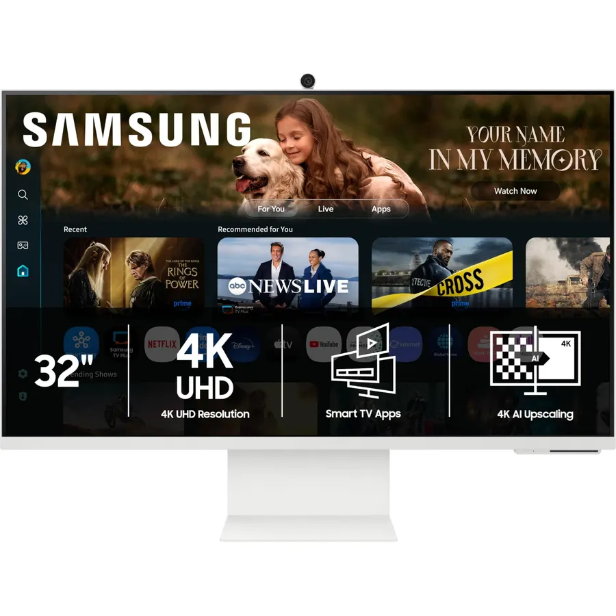 Samsung M8 M80F 32" 4K UHD AI Smart Monitor USB-C Power, Camera, White