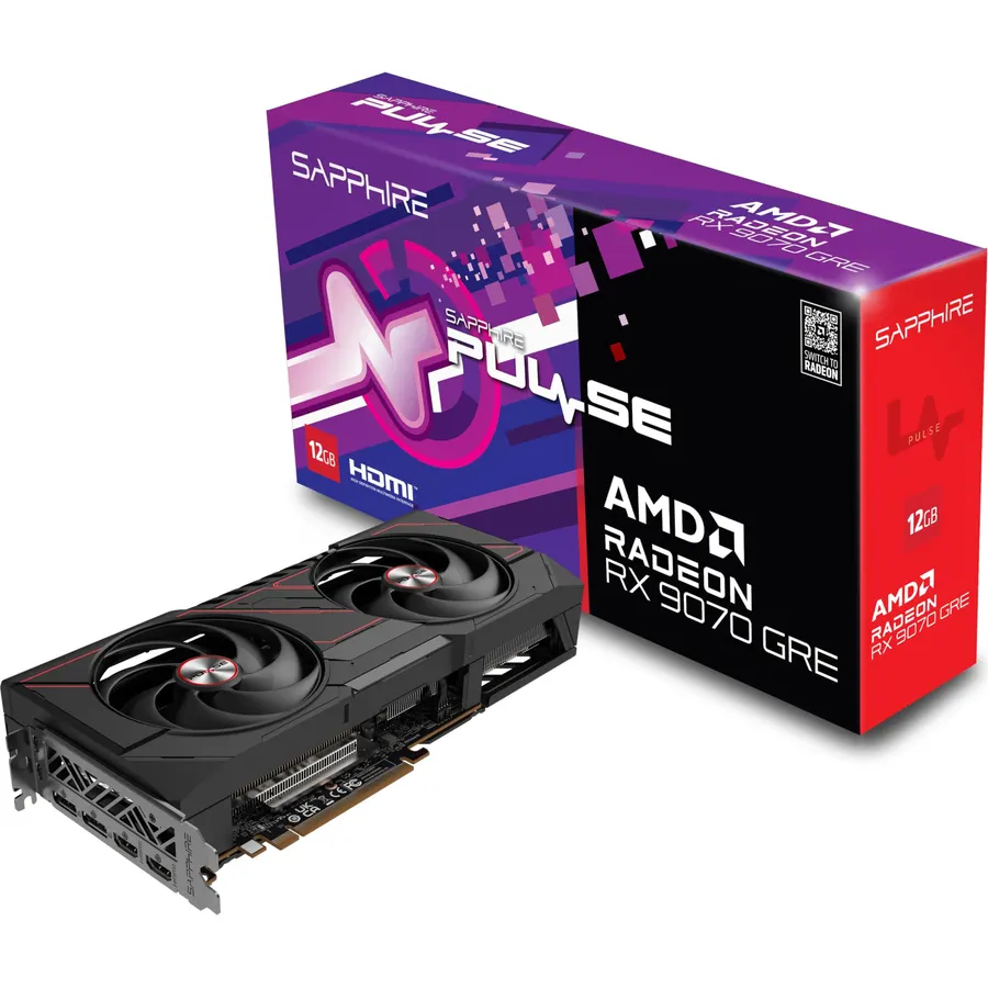 Sapphire 11354-01-20G Pulse AMD Radeon™ RX 9070 GRE Gaming OC Graphics Card with 12GB GDDR6, AMD RDNA 4