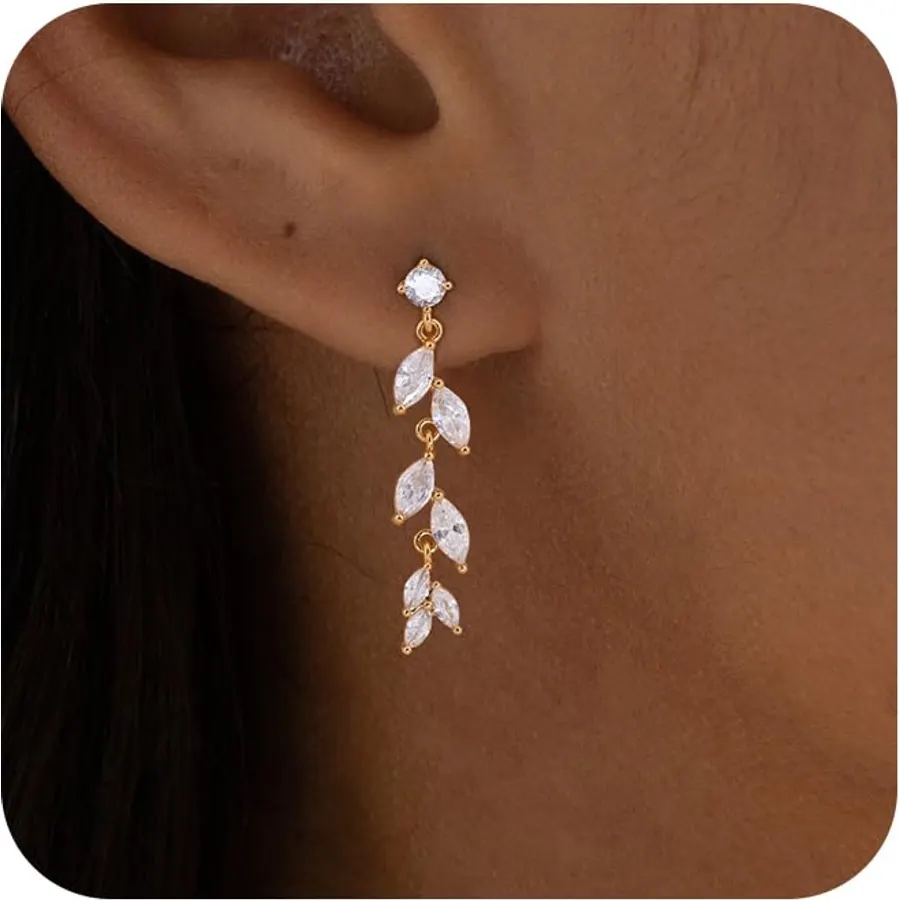 Silver Earrings for Women,Dainty Dangle Earrings Silver Plated Drop Earrings for Women Trendy Hypoallergenic CZ Stud Earrings Wedding Pearl Earrings Dangling Cute Small Hoop Earrings Jewelry