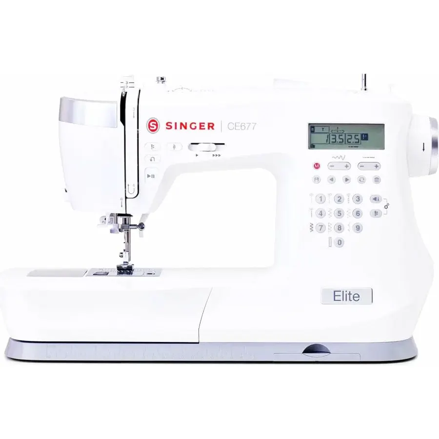 Singer Elite CE677 Computerized Touch-Button Sewing Machine (White)