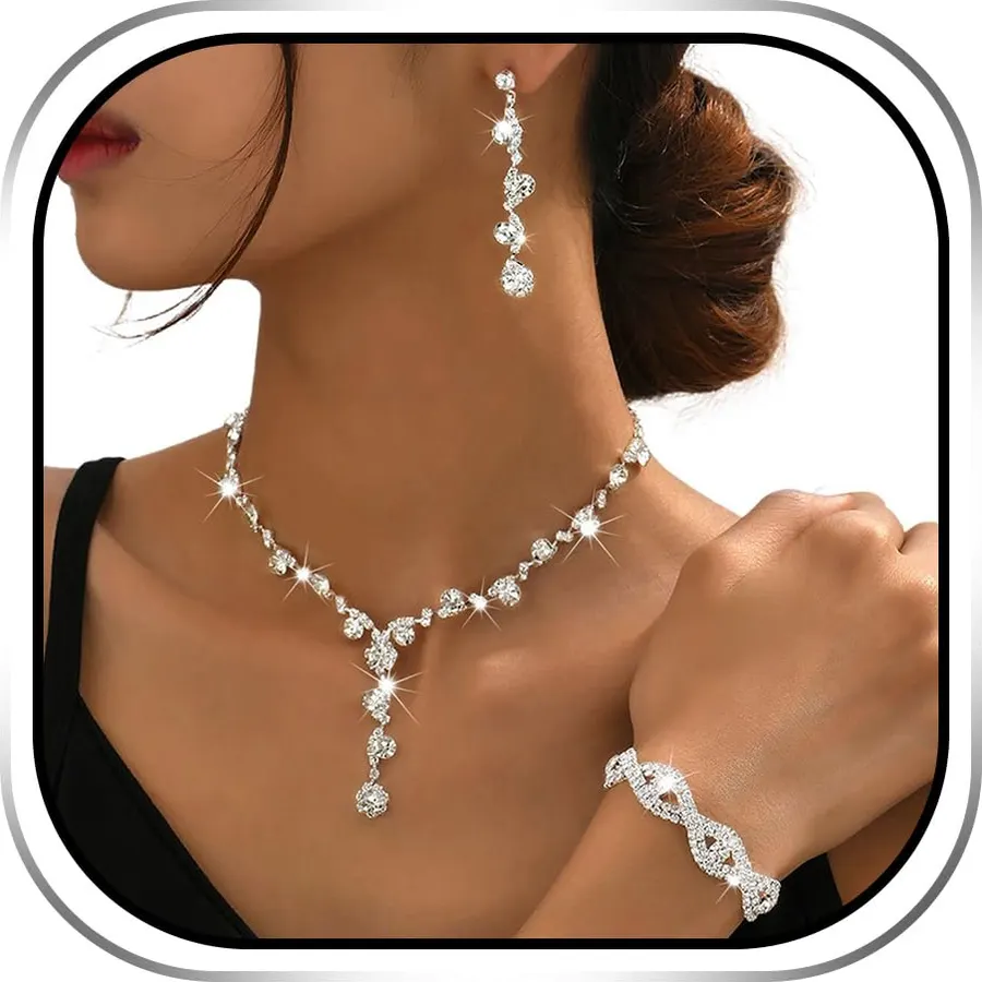 Sixexey Rhinestone Earrings Sparkly Bracelet Earring Party Prom Earrings Jewelry for Women