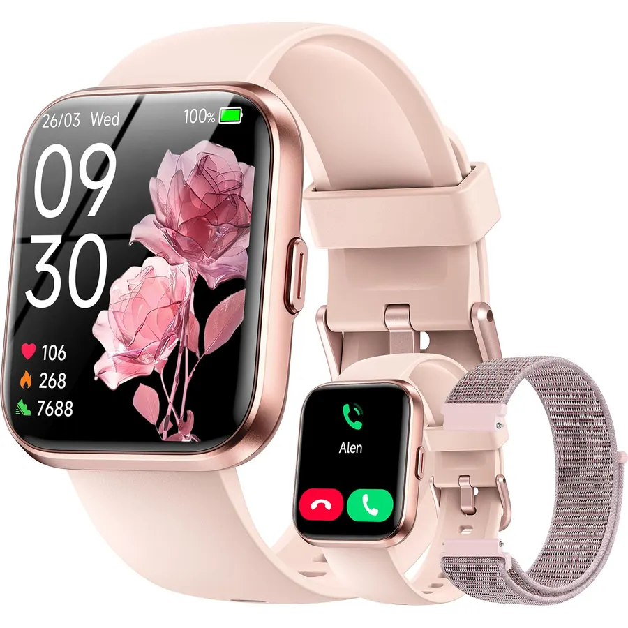 Smart Watches for Women, 1.85" HD Alexa Smart Watch for Android Phones & iPhones with Calls/Messages/Reminders, 3ATM 120+ Sport Modes Fitness Tracker Watch for Women with Heart Rate/Sleep/SpO2 Monitor