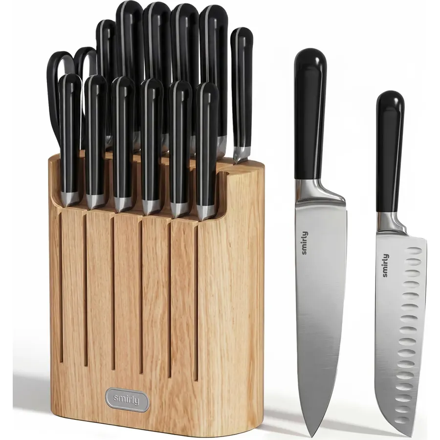 Kitchen Knife Set,14-Piece Triple Riveted Knife Block Set, High Carbon-Stainless Steel Chef Knife set,Razor-Sharp Knife Set with Wood Block,Cutlery Knife Set,Durable & Dishwasher Safe (Pink), M