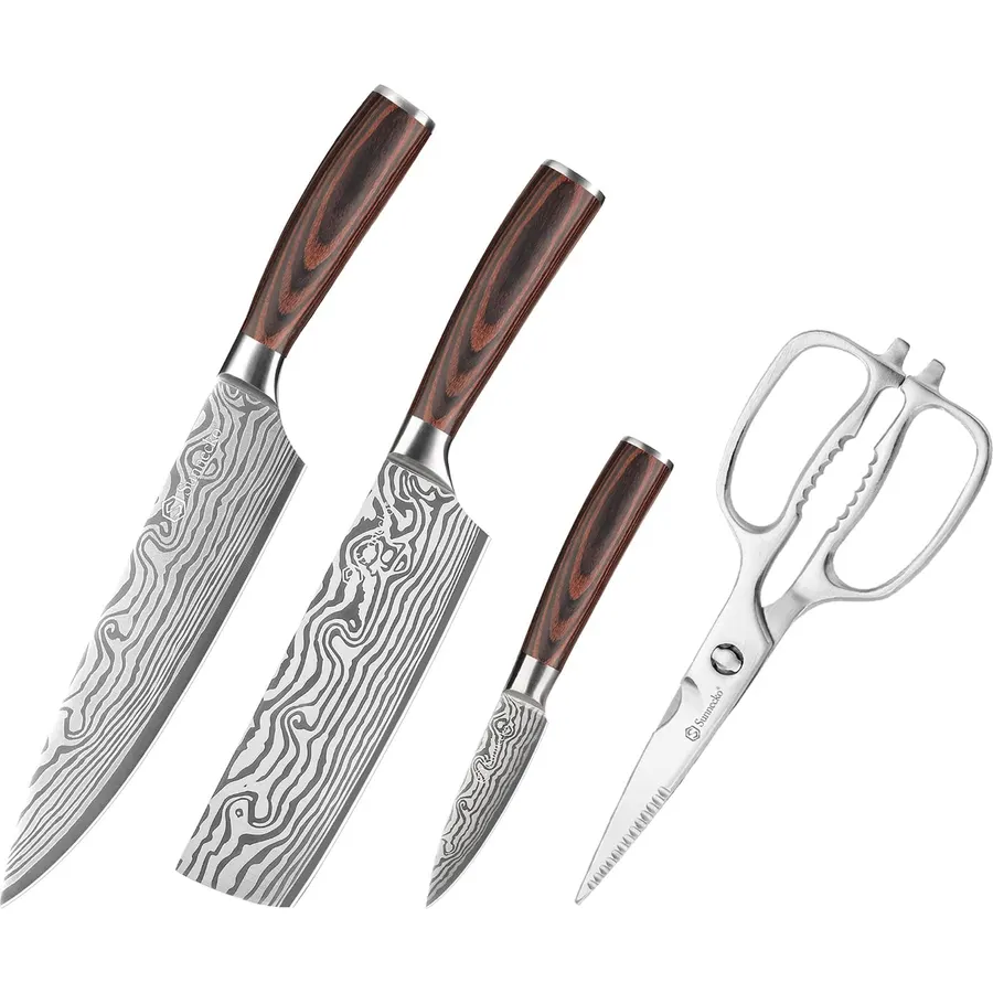 Sunnecko Kitchen Scissors 8.5 Inch with Kitchen Knife Set 3 Piece