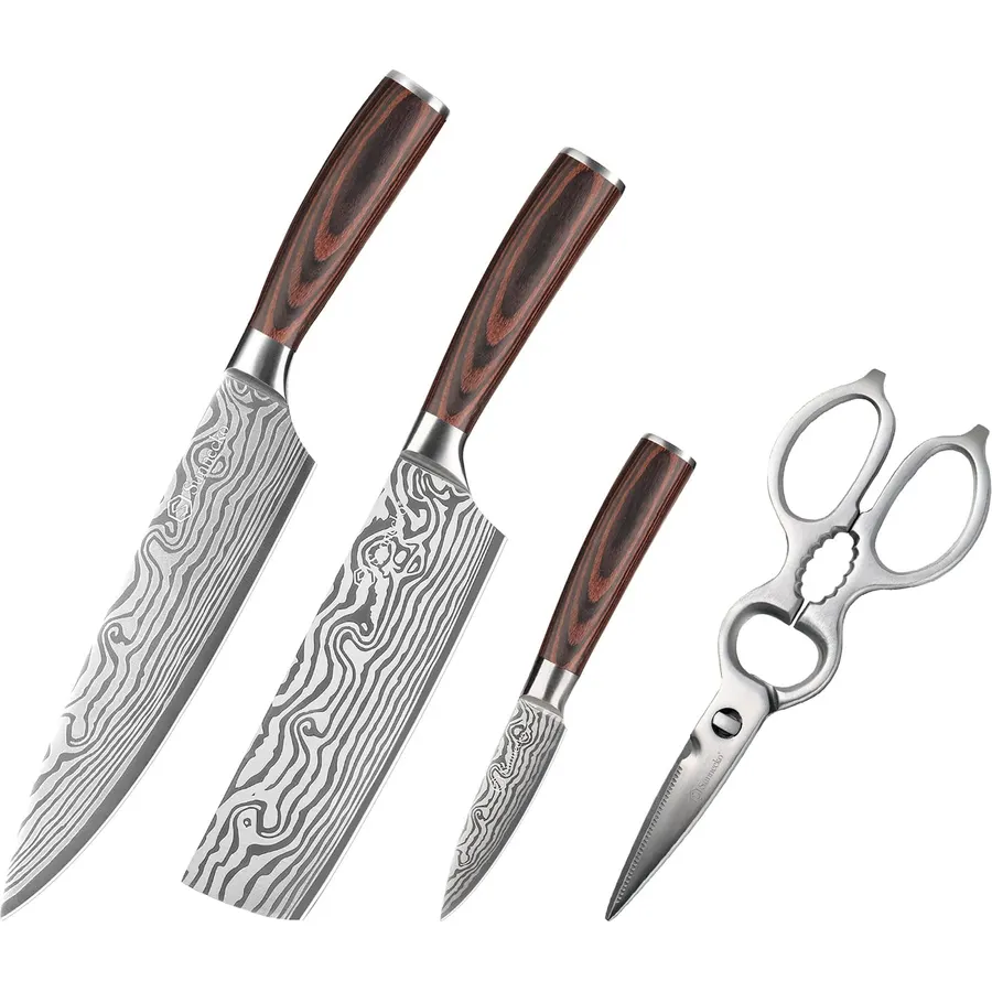 Sunnecko Kitchen Scissors Stainless Steel with Kitchen Knife Set 3 Piece