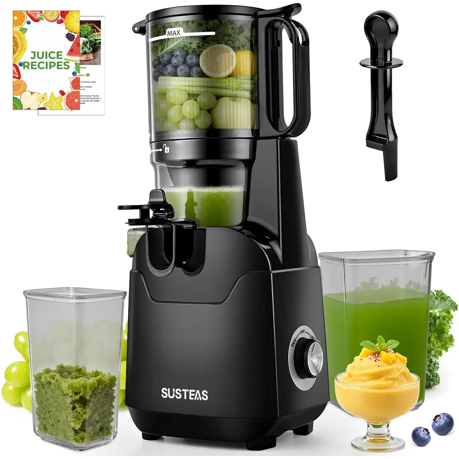 SUSTEAS Juicer Machines, 2-in-1 Cold Press Juicer Strainer (Juice & Sorbet)