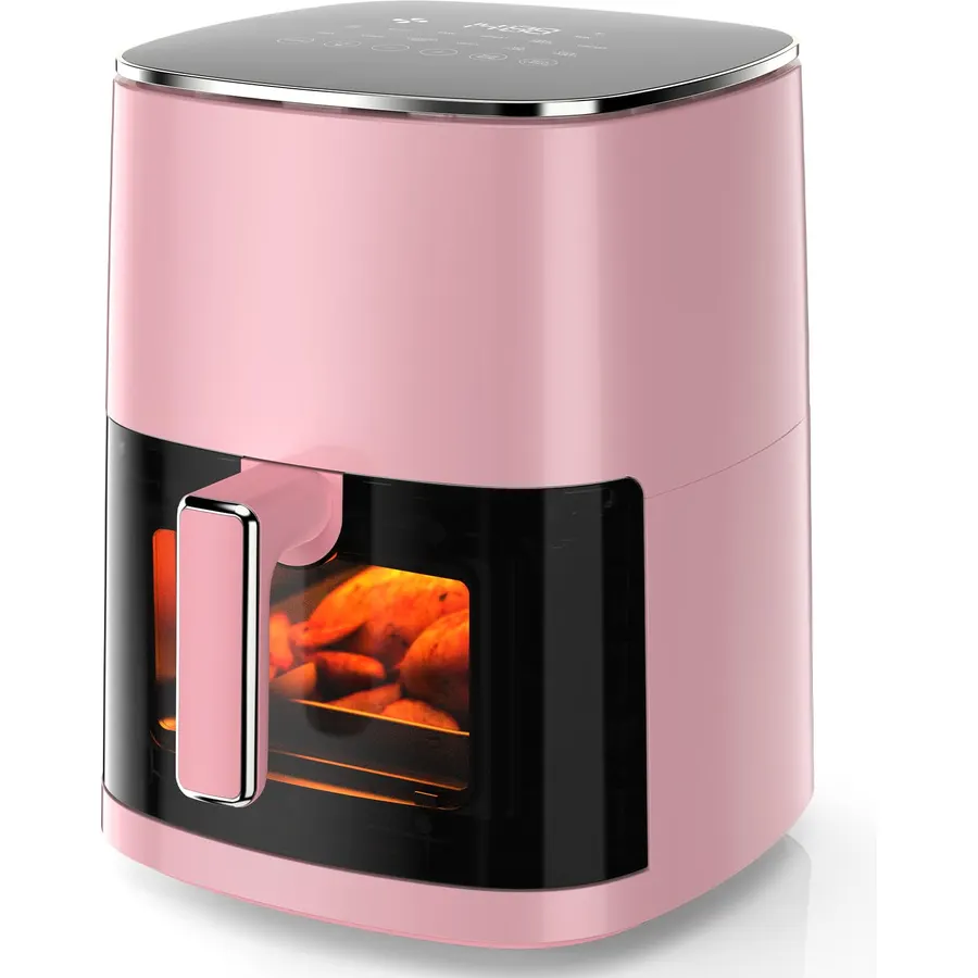 Sweetcrispy 6QT Air Fryer with Window, Square Airfryer Oven 12-in-1 for Family, 400°F Rapid Air Crispy Technology, Roast Bake Dehydrate, Nonstick & Easy-Clean Basket, Off-White