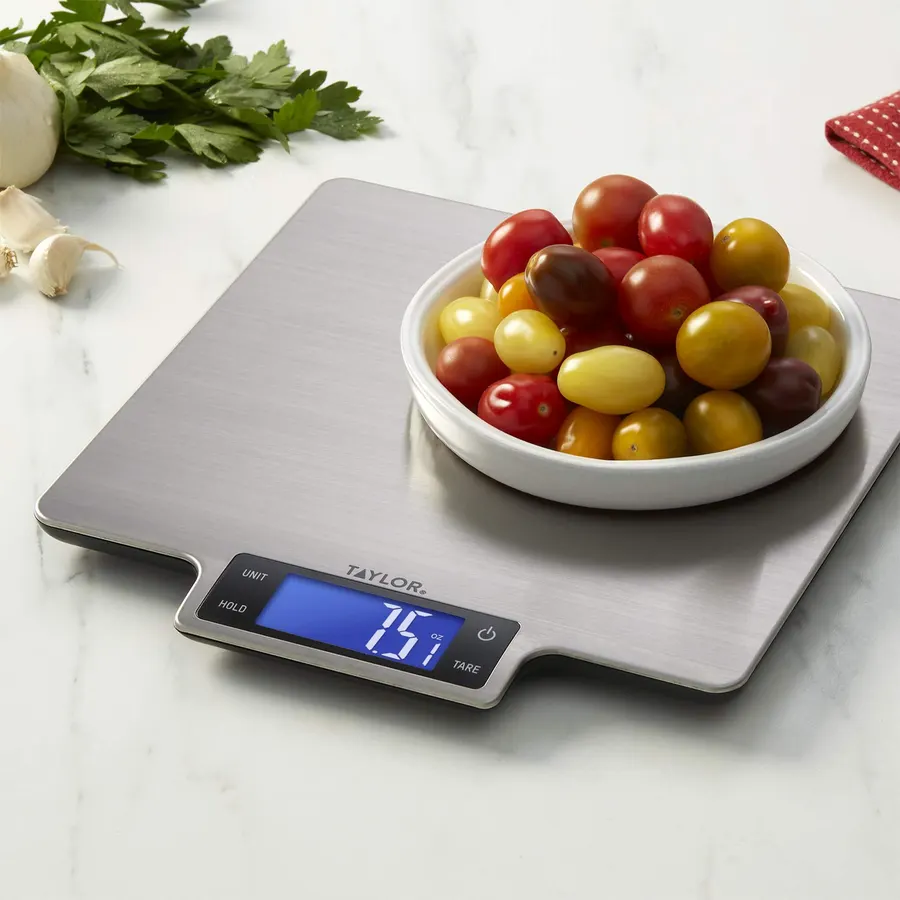 Taylor 11lb Stainless Steel Digital Kitchen Scale, Ultra-Thin, Silver