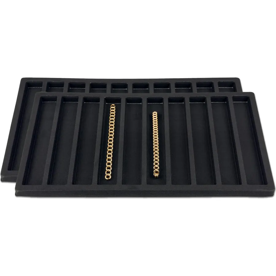 The Display Guys 2-Pack 10-Compartment Vertical Jewelry Tray Insert, Black