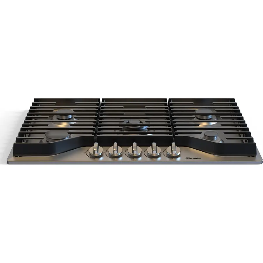 ThermoMate Heavy 36 Inch Gas Cooktop with 5 Italy Sabaf Power Burners, Built In Stove Top of 304 Stainless Steel, Gas Hob NG/LPG Convertible, Cooker with Thermocouple Protection CSA Certified