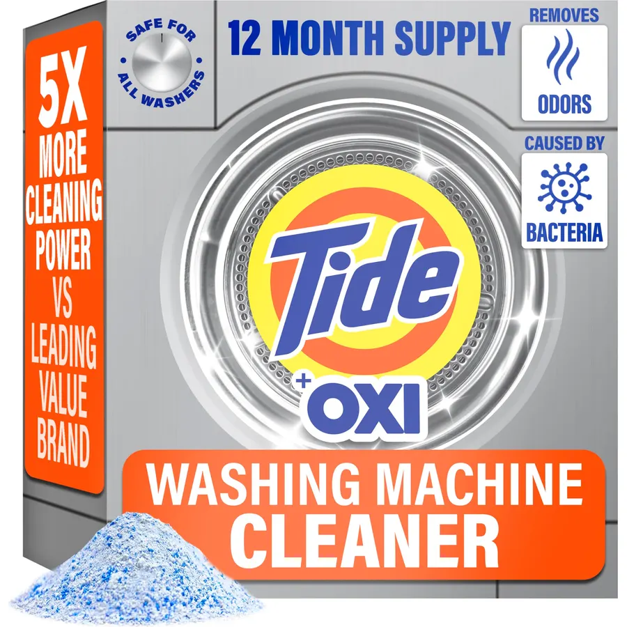 Washing Machine Cleaner by Tide, Washer Machine Cleaner with Oxi for Front and Top Loader Washer Machines, Deep Cleaning Residue & Odor Eliminator, 5 Month Supply (Packaging May Vary)