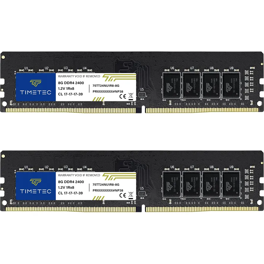 Timetec 16GB KIT (2x8GB) DDR4 2400MHz (PC4-2400T) PC4-19200 UDIMM Desktop RAM – 288-Pin 1.2V CL17 Non-ECC Unbuffered DIMM Memory Module Upgrade