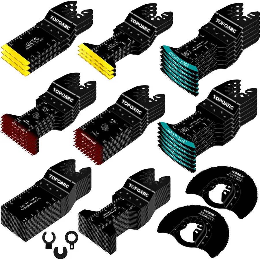 TOPOARC 60Pcs Titanium Oscillating Saw Blades Cut Metal