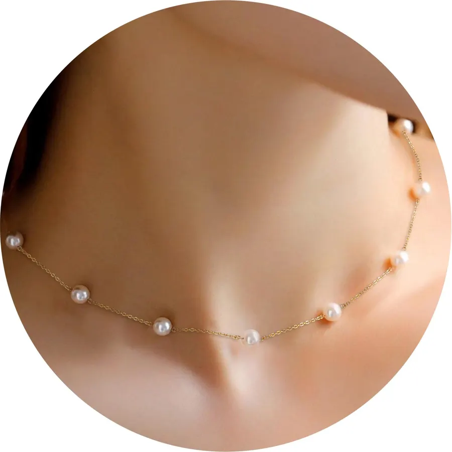 Trinckle Pearl Necklaces for Women, Pearl Choker Dainty Pendant Necklace