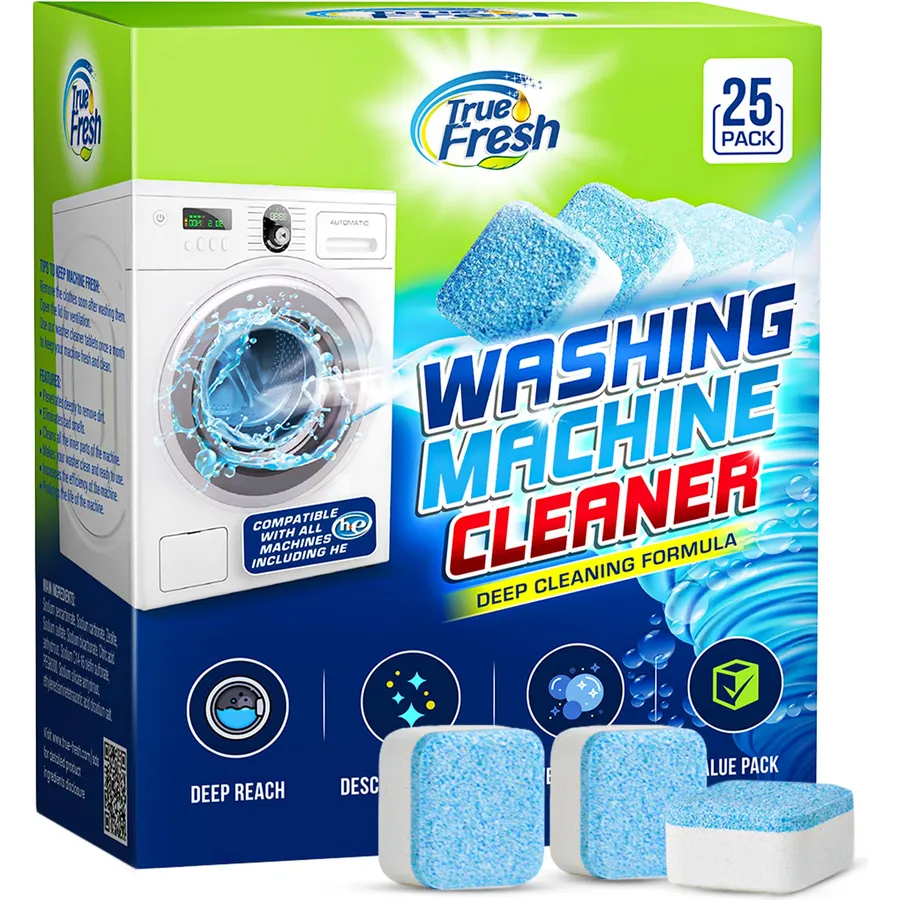 True Fresh Washing Machine Cleaner Tablets 25 Pack for Front Load Top Load