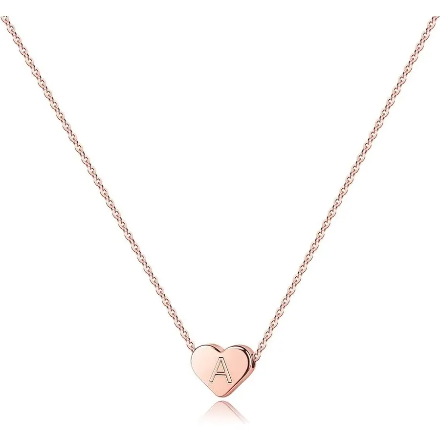 Turandoss Tiny Heart Initial Necklaces for Girls