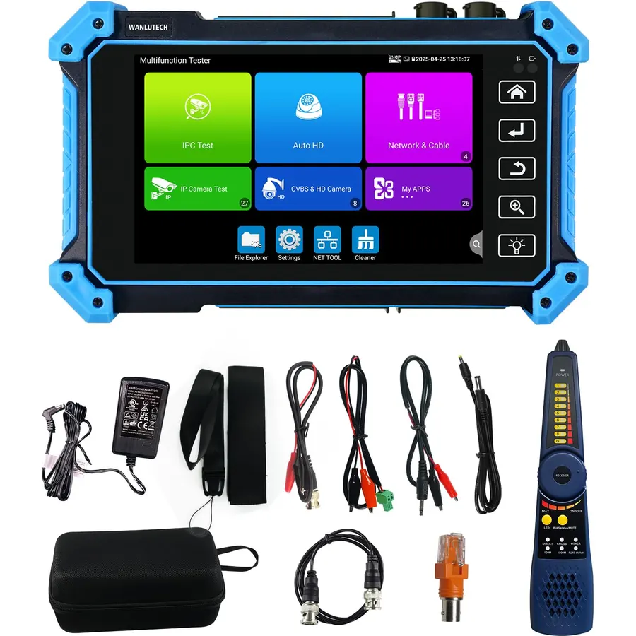 Upgraded 8K IP Camera Tester with PoE, WANLUTECH CCTV Test CVI TVI AHD SDI Analog Camera Test 5.4inch Touchscreen Cable Tracer RJ45 Cable TDR Test RS485 HDMI in VGA in (IPC-5200C Plus)