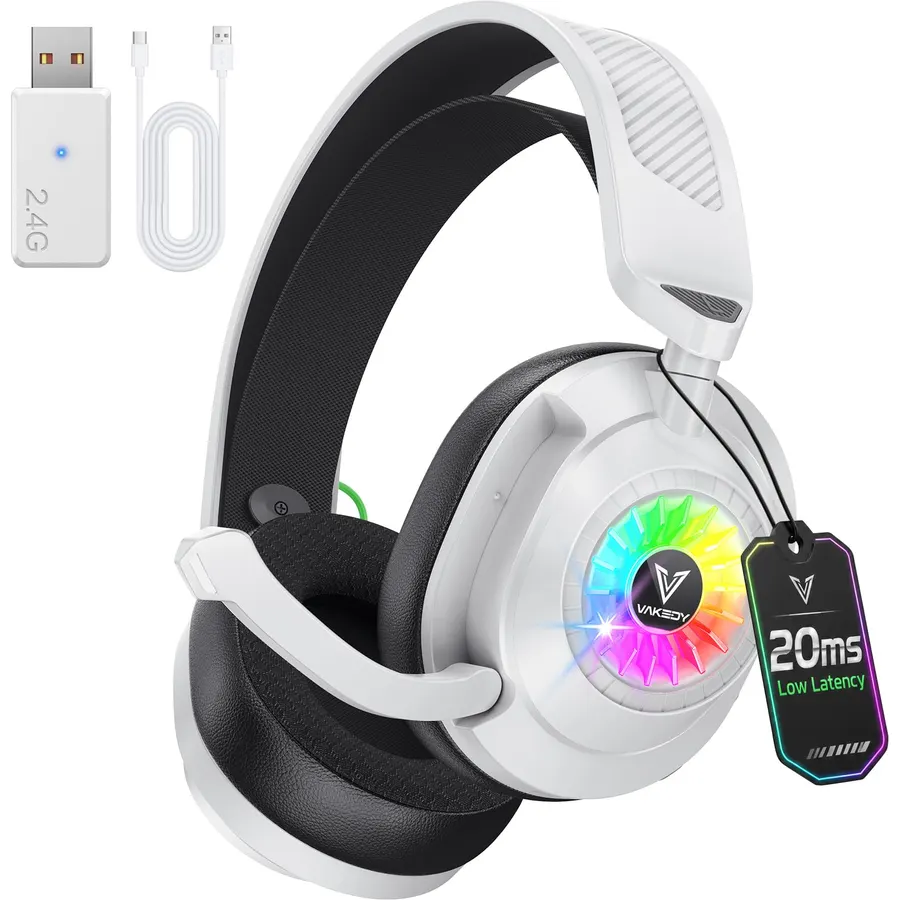 Vakedy Wireless Gaming Headset for PS5/PC-2.4GHz Bluetooth headsphones