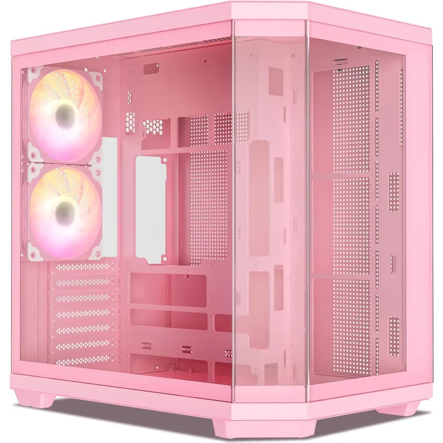 Vetroo CT3 Pink ATX Gaming Computer PC Case, Panoramic Tempered Glass