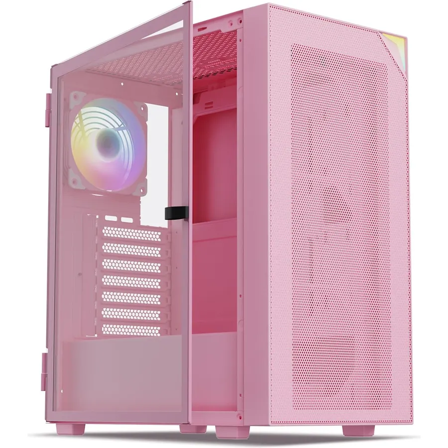 Vetroo Pink AL800 Mid Tower ATX Gaming PC Computer Case