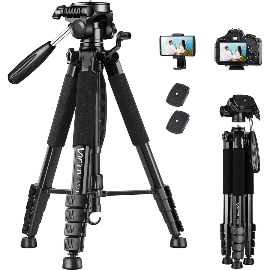 VICTIV 74” Camera Tripod, Tripod for Camera and Phone with Phone Holder