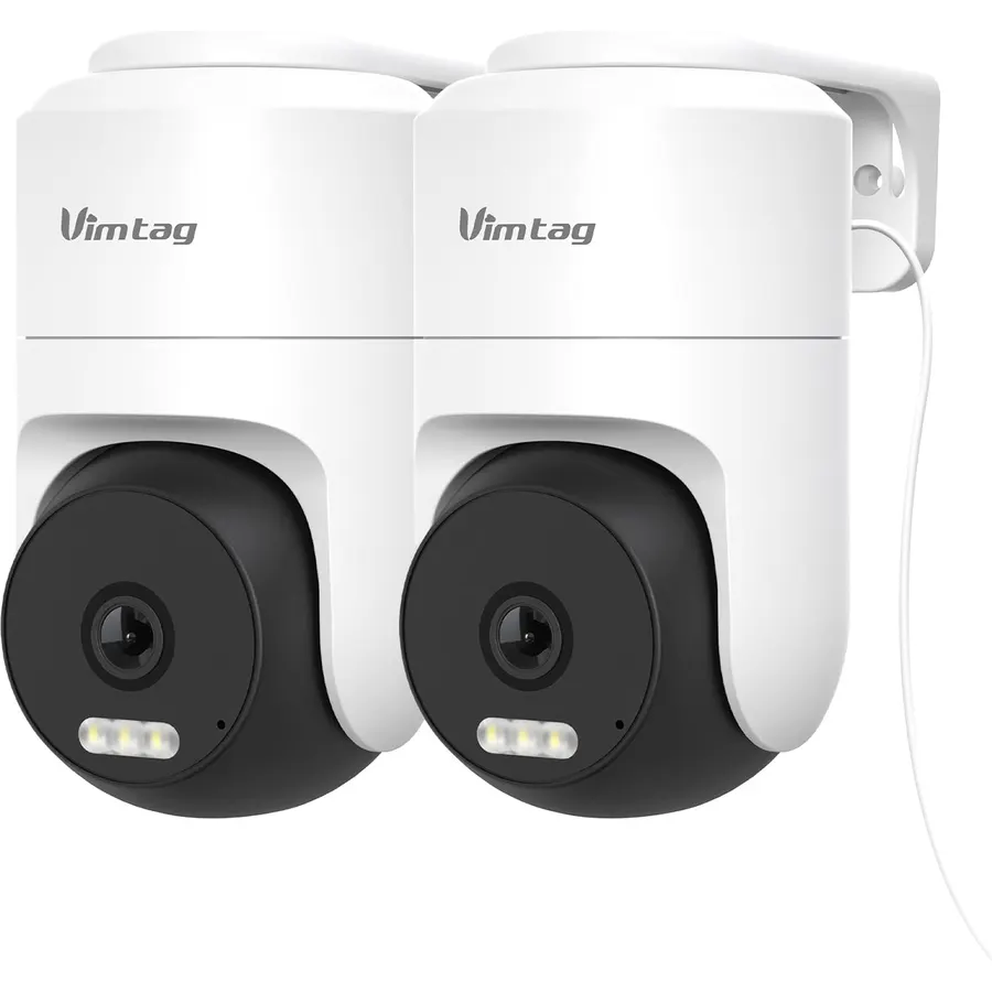 VIMTAG Pan/Tilt Outdoor Security Camera, 2.5K 4MP WiFi Home CCTV Camera, 360° View & Motion Tracking, Color Night Vision, 2-Way Audio, AI Detection Alarm, IP66, Cloud & SD Card Storage, Works w/Alexa