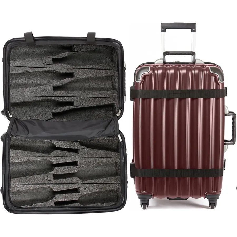VinGardeValise® Grande Wine Suitcase – 12-Bottle Travel Luggage, TSA-Approved, Durable Hard Shell, Shockproof Foam, Secure Bottle Protection for Enthusiasts & Collectors - Burgundy