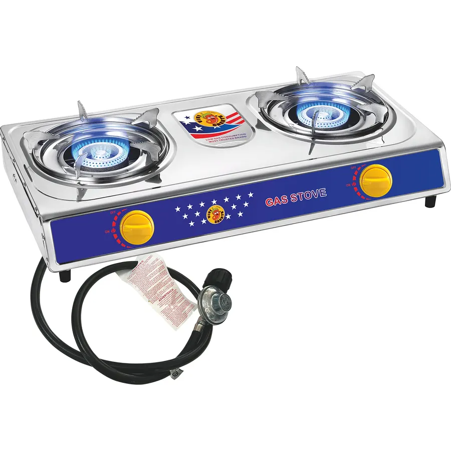 Vivicreate 2 Burner Propane Stove, [20000 BTU] Portable Camping Gas Cooktop with Auto Ignition, Stainless Steel Outdoor Cooker with Regulator & Hose for RV, Backyard, Camping and Emergency Use