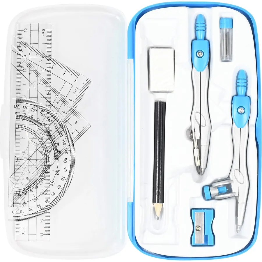 Vobou Math Geometry Sets 10 Pcs, Student Supplies Kit, for School (Blue