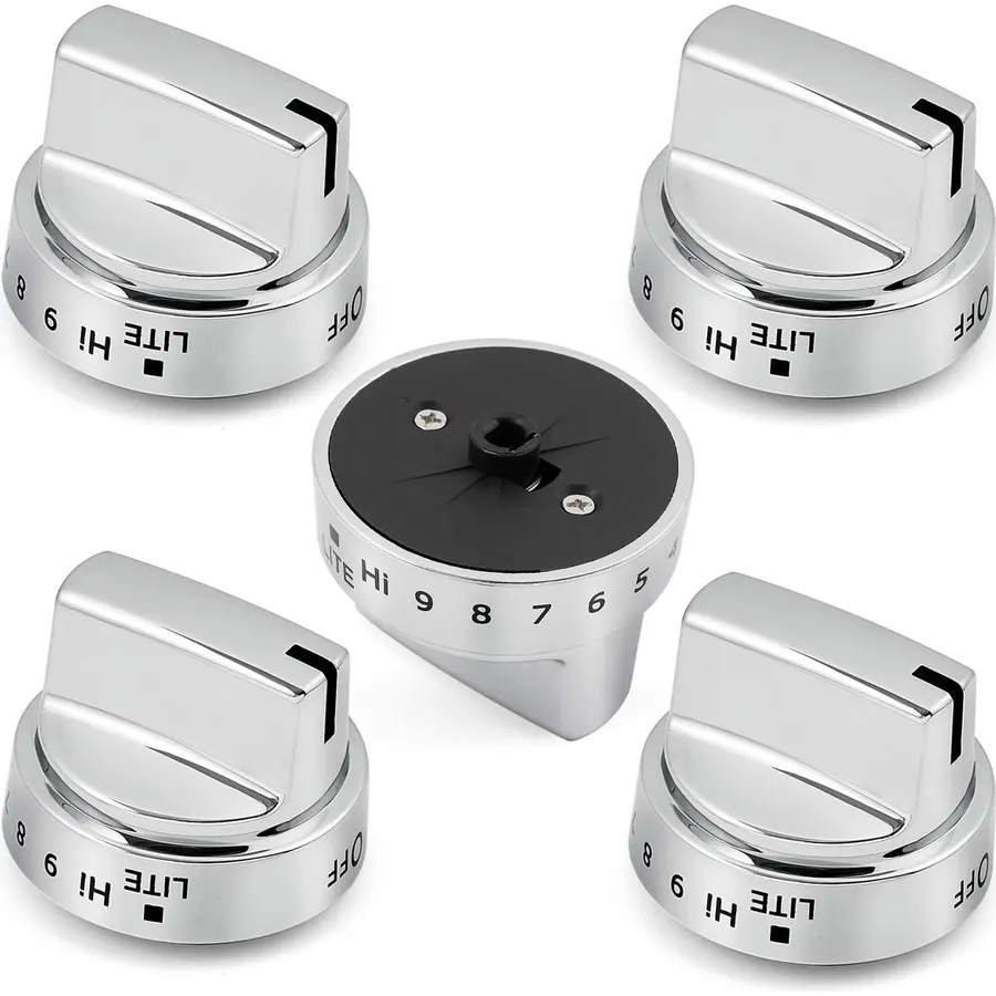 WB03X24818 KIP 5G92 Stove Knobs Cooktop Replacement Parts for GE Range Cooktop Oven Knob Adora JGB700SEJ4SS Gas Stove Top Knob JGB735SP1SS JGB700SEJ1SS Surface Burner Control Knobs 5 Pcs